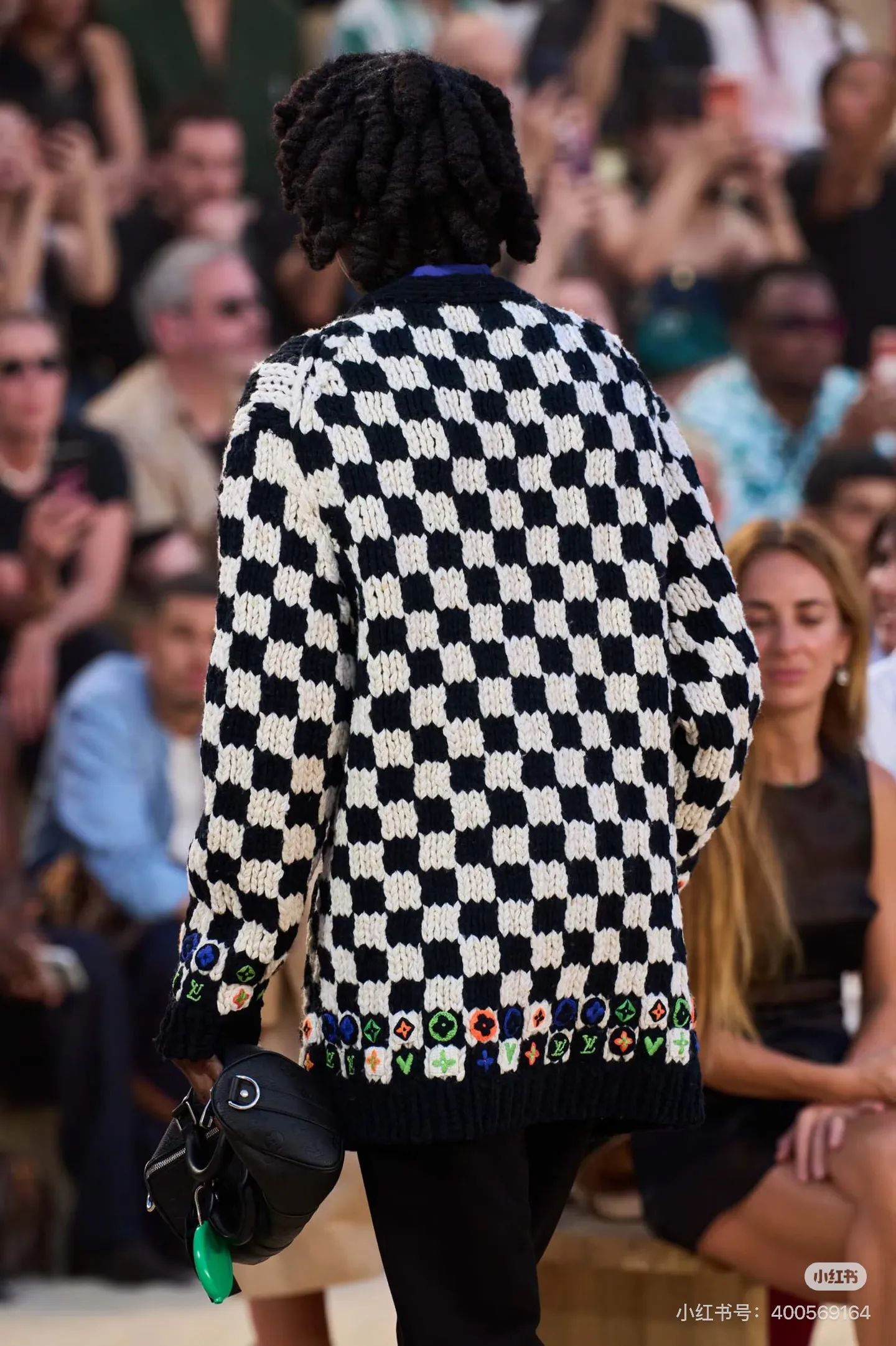 Louis Vuitton/Louis Vuitton colorful checkerboard knitted sweater cardigan